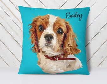 Illustrated Pet Pillow, Pet Throw Pillow, Pet's Name, Dog pillow, Dog's Face on a Pillow, Cat Pillow, Custom Pet Pillow, Pet Memorial