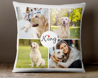 Cojín decorativo con collage de fotos de mascotas personalizado: Regalo personalizado para perros/gatos
