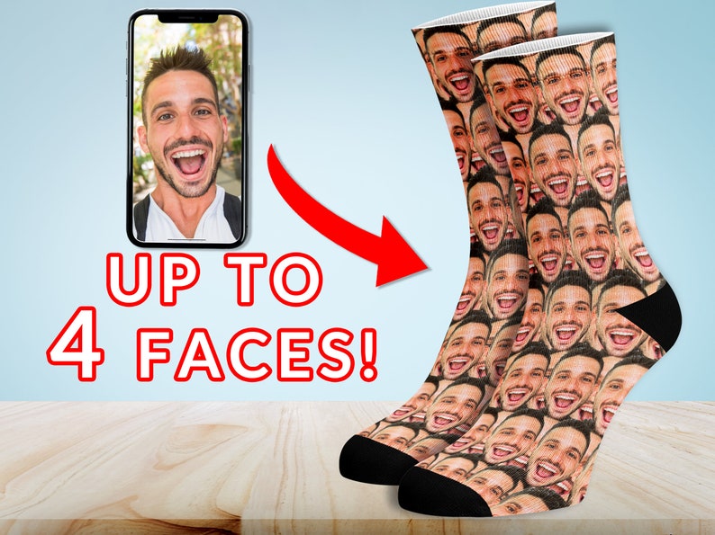Custom Face Socks 4 Faces Photo Socks Custom Socks Etsy