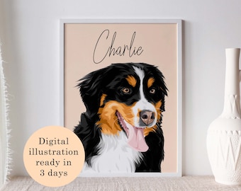 Custom Pet Portraits Using Pet Photo Personalized Digital Dog Portraits Cat Portraits Custom Dog Portraits Custom Pet Art Pet Drawing