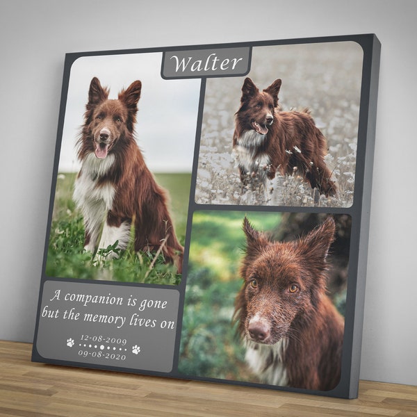 Custom Dog Memorial Photo Collage Canvas - Pet Loss Gift