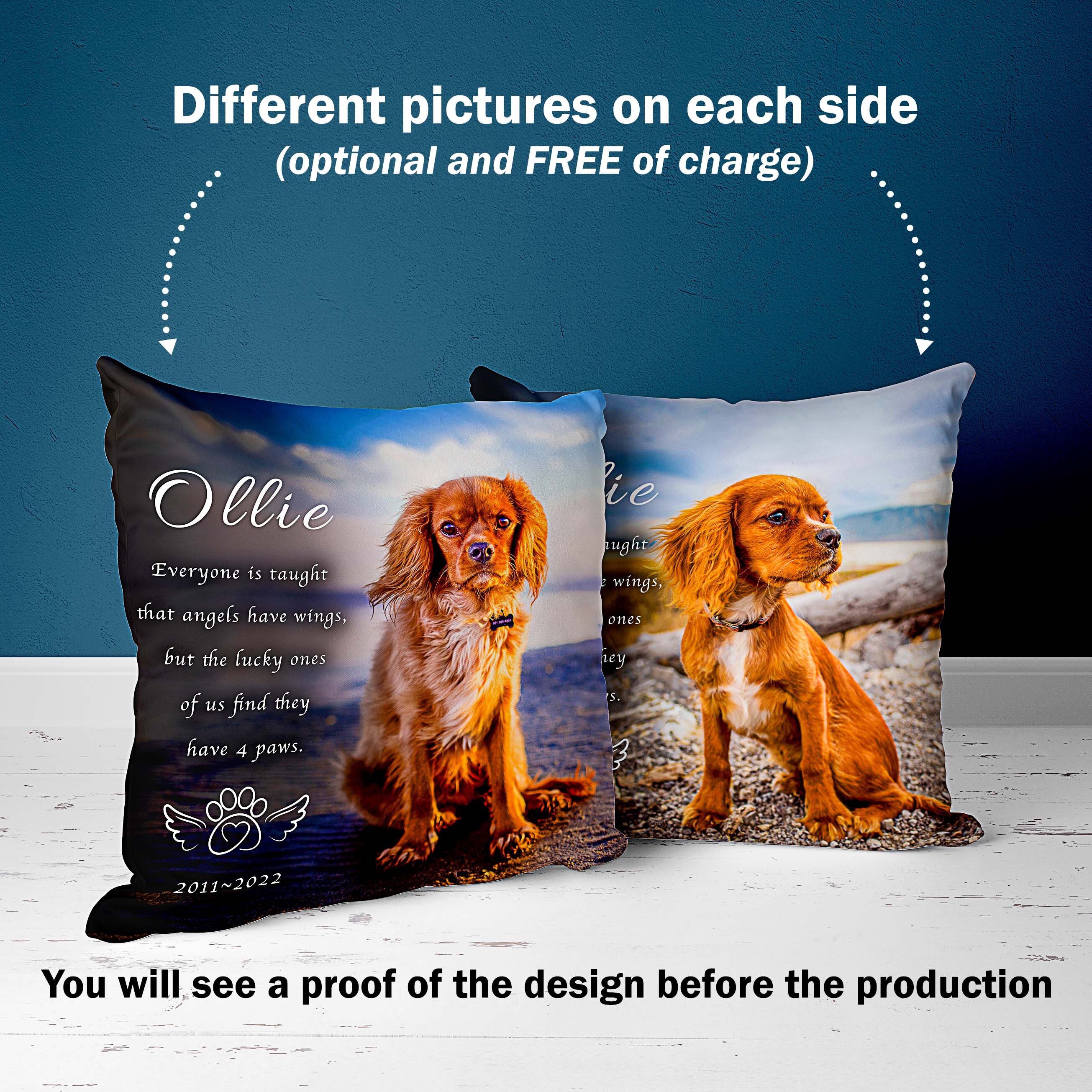 Pet Memorial Pillow With Photo and Custom Text Sentiment. Etsy
