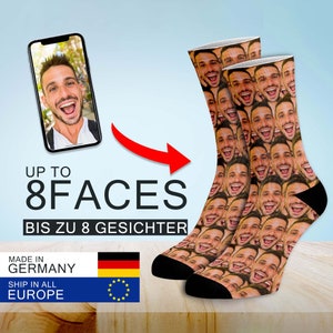 Benutzerdefinierte Gesichtssocken 4 Gesichter, Foto-Socken, benutzerdefinierte Socken, personalisierte Socken, individuell bedruckte Socken, Strumpf Stuffer, Socken für Papa, Vatertag Bild 1