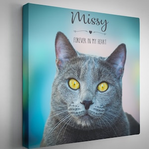 Custom Cat Portrait Canvas - Pet Memorial Gift - Made in USA