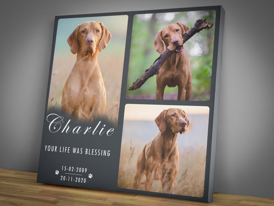 Dog Memorial With Photo Collage Pet Memorial Gift Dog Loss Etsy
