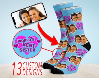 Best Sister Ever Socks, Custom Sister Gifts,  Photo Socks, Customise Sister Gift, Personalised Sister Gift Ideas, Funny Sister Gifts