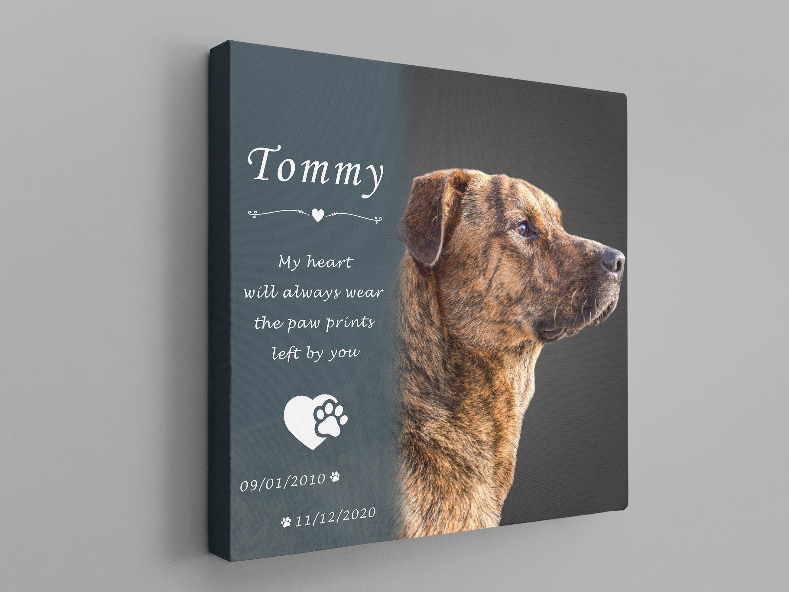 Dog Memorial Canvas with Photo Pet Memorial Gift Dog Loss Etsy