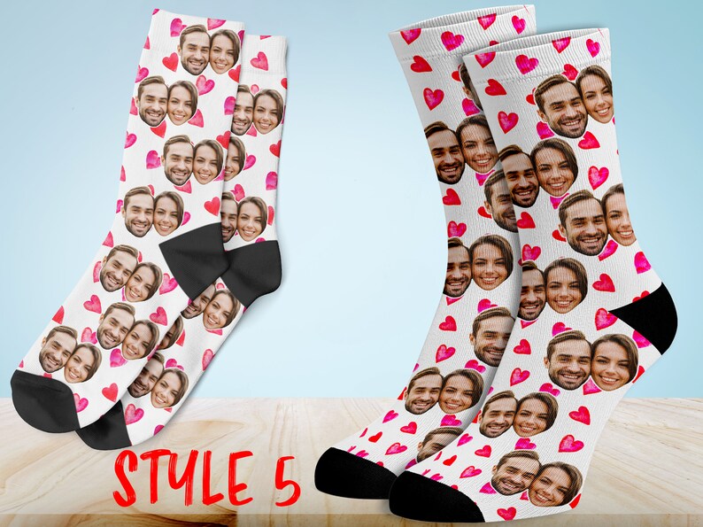Valentines Day Socks Couple Face Socks Personalized Photo Etsy