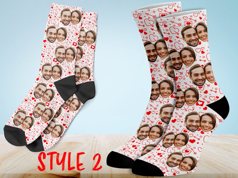 Valentines Day Socks Couple Face Socks Personalized Photo Etsy