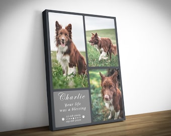 Custom Pet Photo Collage Canvas: Dog Memorial Gift