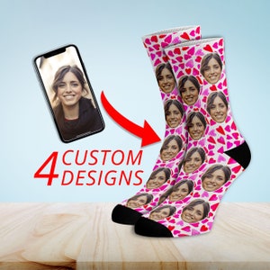 Custom Face Socks, Personalized Photo Gift, Valentine's Day Socks