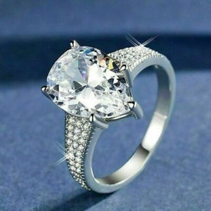 7.00Ct White Pear Cut Diamond Engagement Wedding Anniversary Ring Solid 925 Sterling Silver Ring
