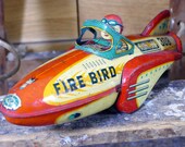 Firebird 308 Rocket Spaceship Masudaya Vintage Tin Japan Space Toy