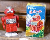 Clockwork Mechanical Walking Robot Aoki Tin Vintage Japan Space Toy
