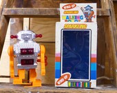 Wind-Up Sparkling Walking Robot Vintage Hong Kong Space Toy