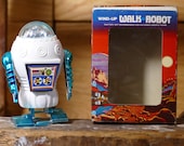 Wind-Up Walk Robot Tin Vintage Clockwork Japan Hong Kong Space Toy