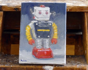 Robot Mike Pintura Vintage Tomy Cragstan Japón Estaño Espacio Juguete Henry Kondracki