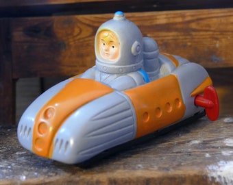 Astro Car Friction Rocket Tsukudaya Vintage Astronaut Wind-Up Japan Space Toy