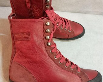 Palladium, Vintage, Hi Top Boots, Damenstiefel, weiches Leder, Reißverschluss, weich, Größe: US 8 / EU 37 / UK 6 / 24 cm, Frankreich