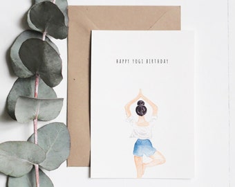 carte d'anniversaire Yoga, happy birthday