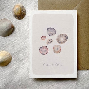 Carte anniversaire coquillages à l'aquarelle