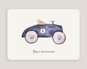 Carte d'anniversaire voiture vintage