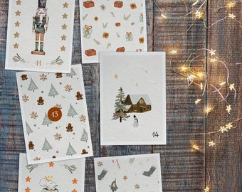Adventskalender zum Ausdrucken, Weihnachtskalender, Karten zum Gestalten Ihres Adventskalenders