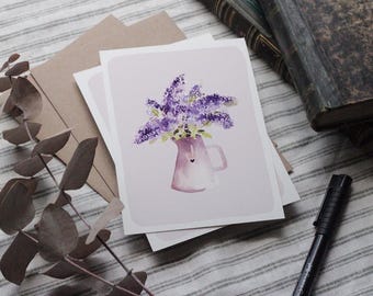 Carte bouquet de Lilas à l'aquarelle