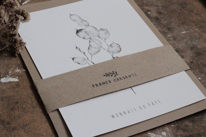 Carte Monnaie du pape peinte à l'aquarelle, carte de remerciements, carte d'annniversaire, carte de voeux, carte botanique immagine 7