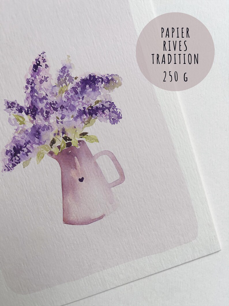 Carte bouquet de Lilas à l'aquarelle afbeelding 5