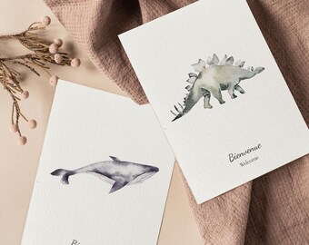 Lot de 2 cartes félicitations naissance, carte bienvenue