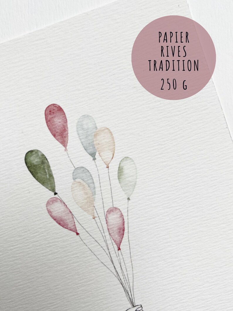 Carte d'anniversaire ballons peints à l'aquarelle afbeelding 5