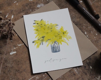 Carte bouquet Mimosa, carte d'anniversaire, carte de remerciements