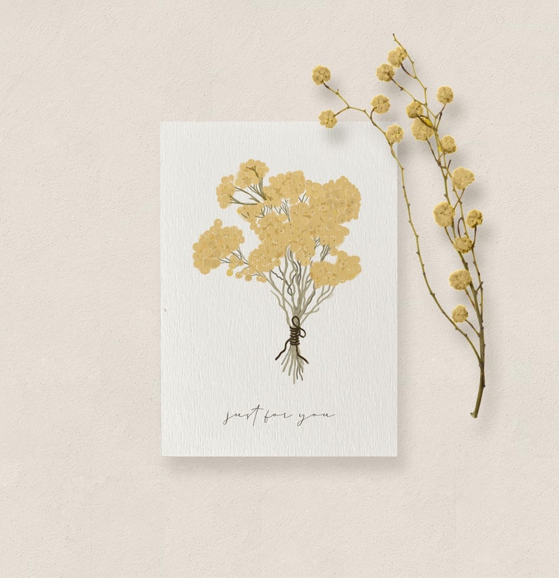 Carte bouquet d'immortelles, carte d'anniversaire, carte de voeux immagine 3