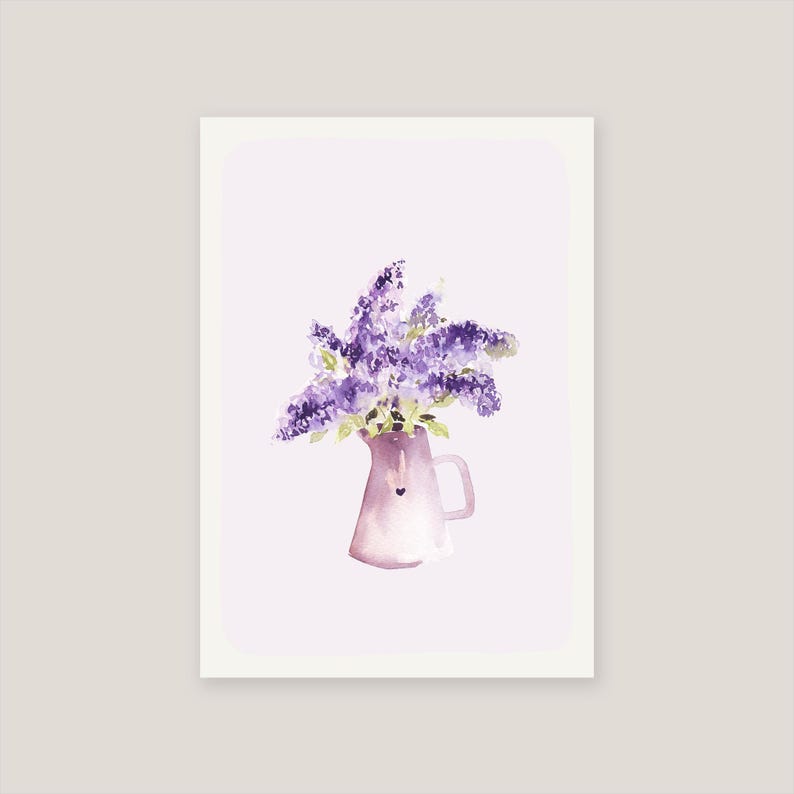 Carte bouquet de Lilas à l'aquarelle afbeelding 4