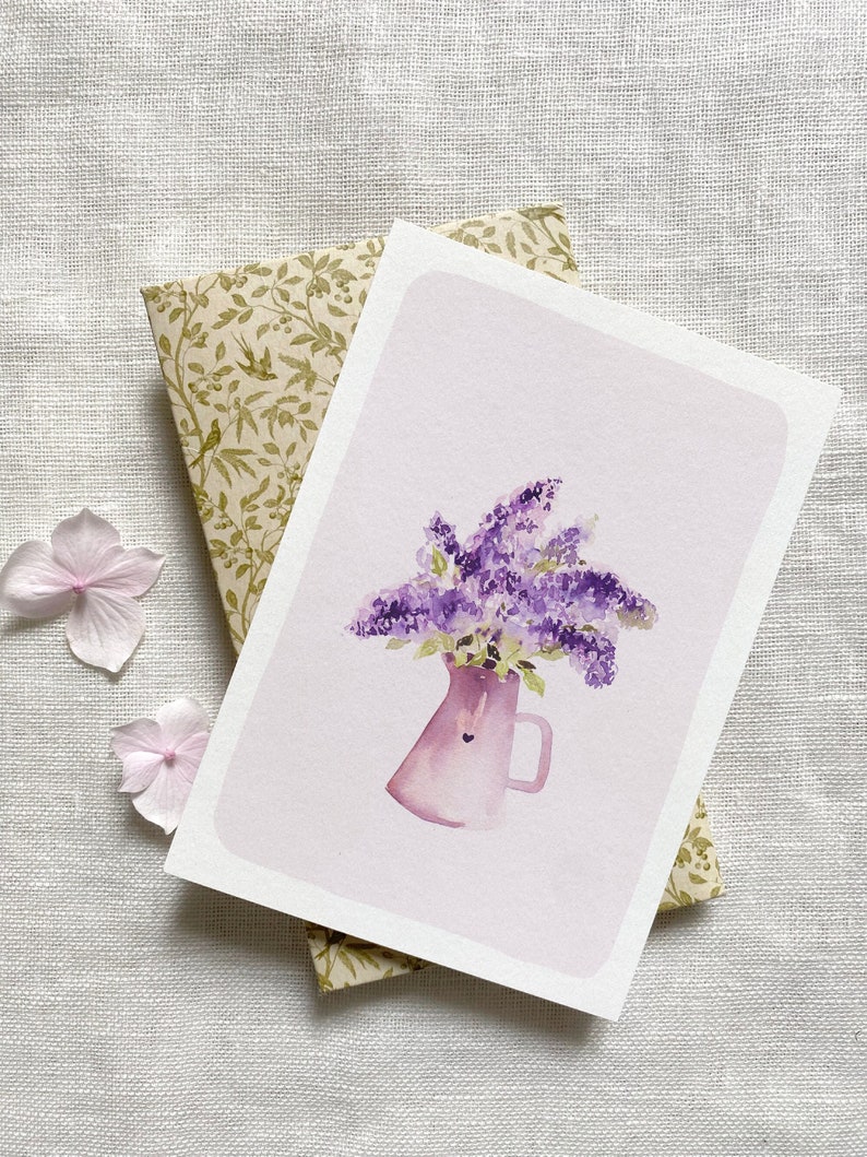 Carte bouquet de Lilas à l'aquarelle afbeelding 3