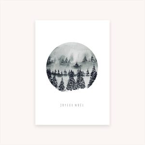 Carte Joyeux Noël, Sapins, Carte de voeux