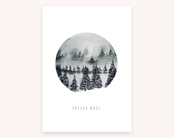 Carte Joyeux Noël, Sapins, Carte de voeux
