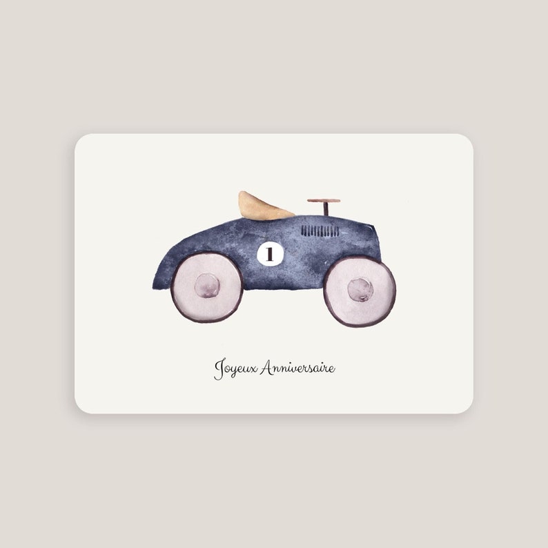 Carte d'anniversaire voiture vintage sans enveloppe