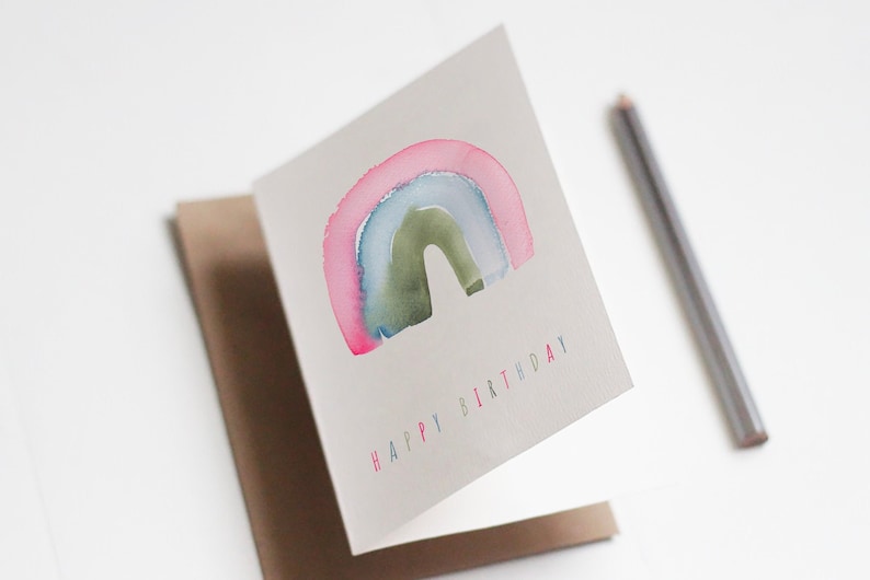 Carte double, anniversaire arc en ciel afbeelding 1
