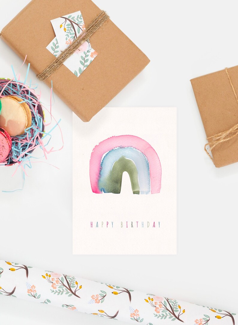 Carte double, anniversaire arc en ciel afbeelding 2