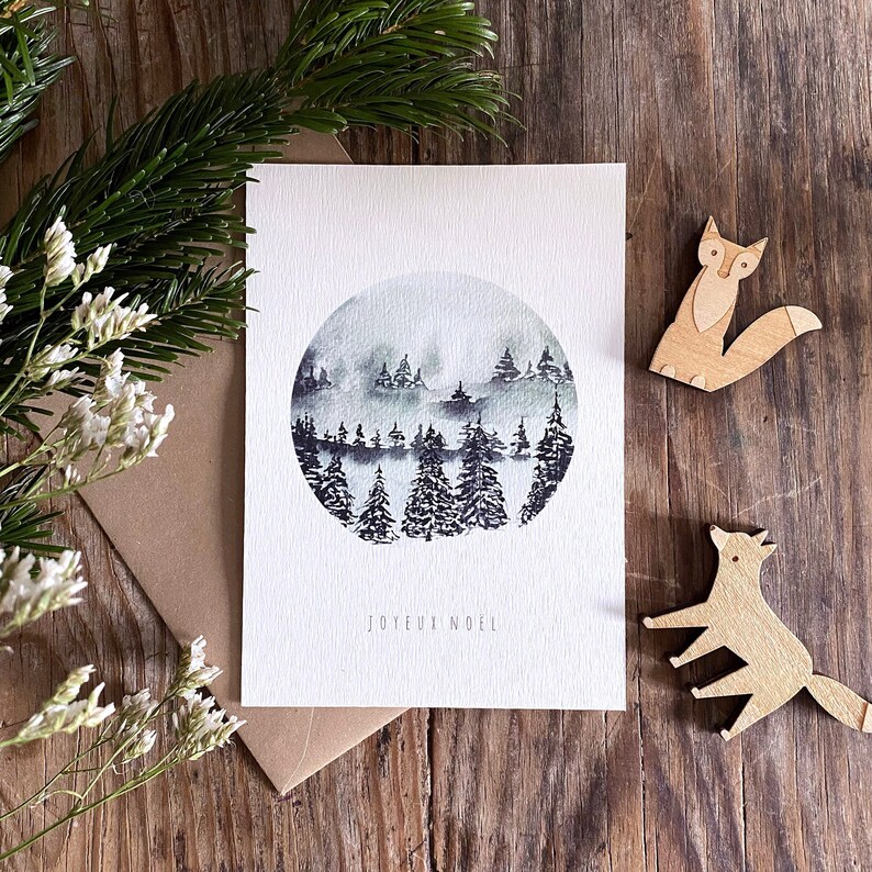 Carte Joyeux Noël, Sapins, Carte de voeux Bild 2