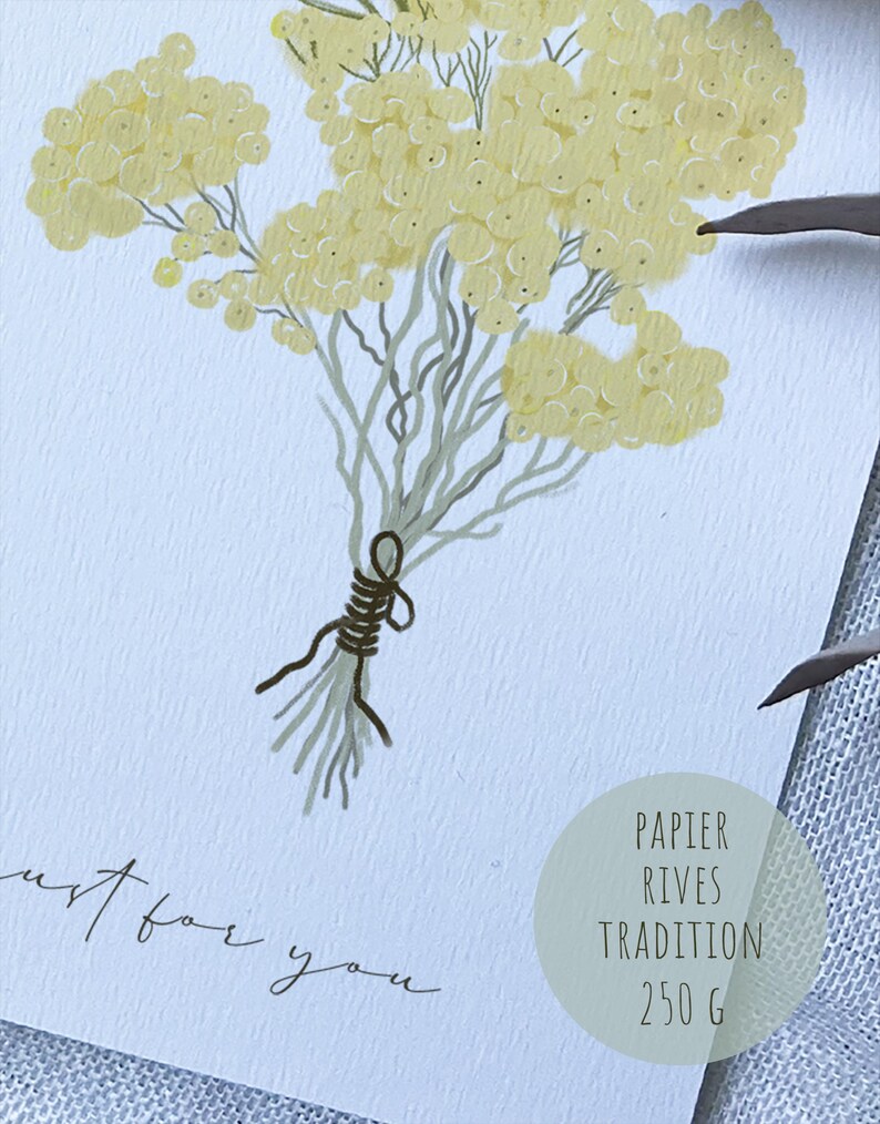 Carte bouquet d'immortelles, carte d'anniversaire, carte de voeux immagine 4