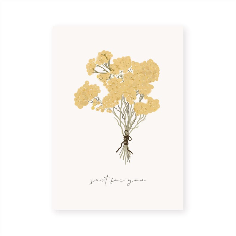 Carte bouquet d'immortelles, carte d'anniversaire, carte de voeux immagine 5