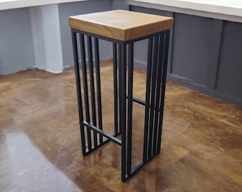 Barhocker Handmade Industriedesign Loft Stahl Holz Eiche massivBar Stool * Barstuhl * Hocker Premium Oak Loft - Industrial Kitchen