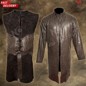 Handgefertigter Leder Duster und Weste - Aragorn Cosplay Kostüm Set