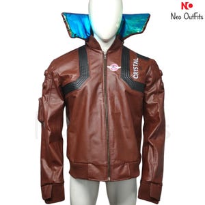 Handmade Punk Brown Leather Cyber Jacket – Inspired by Futuristic 2077 Punk Style | Unique Gift for Him, High-Quality Cosplay Jacket