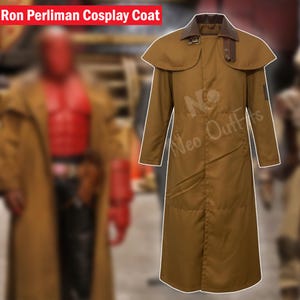 Gabardina Hellboy de Ron Perlman, abrigo largo gótico de cazador de demonios, abrigo de algodón para cosplay