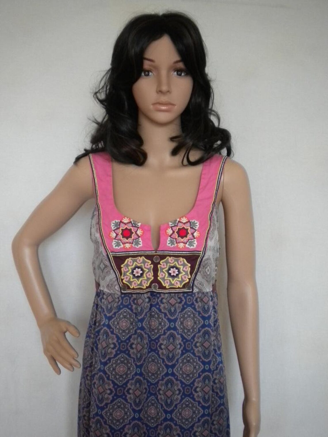 Odd Molly Vintage Silk Sundress, Embroidered Boho Mini Dress, Size S-M, foto 3 di 5
