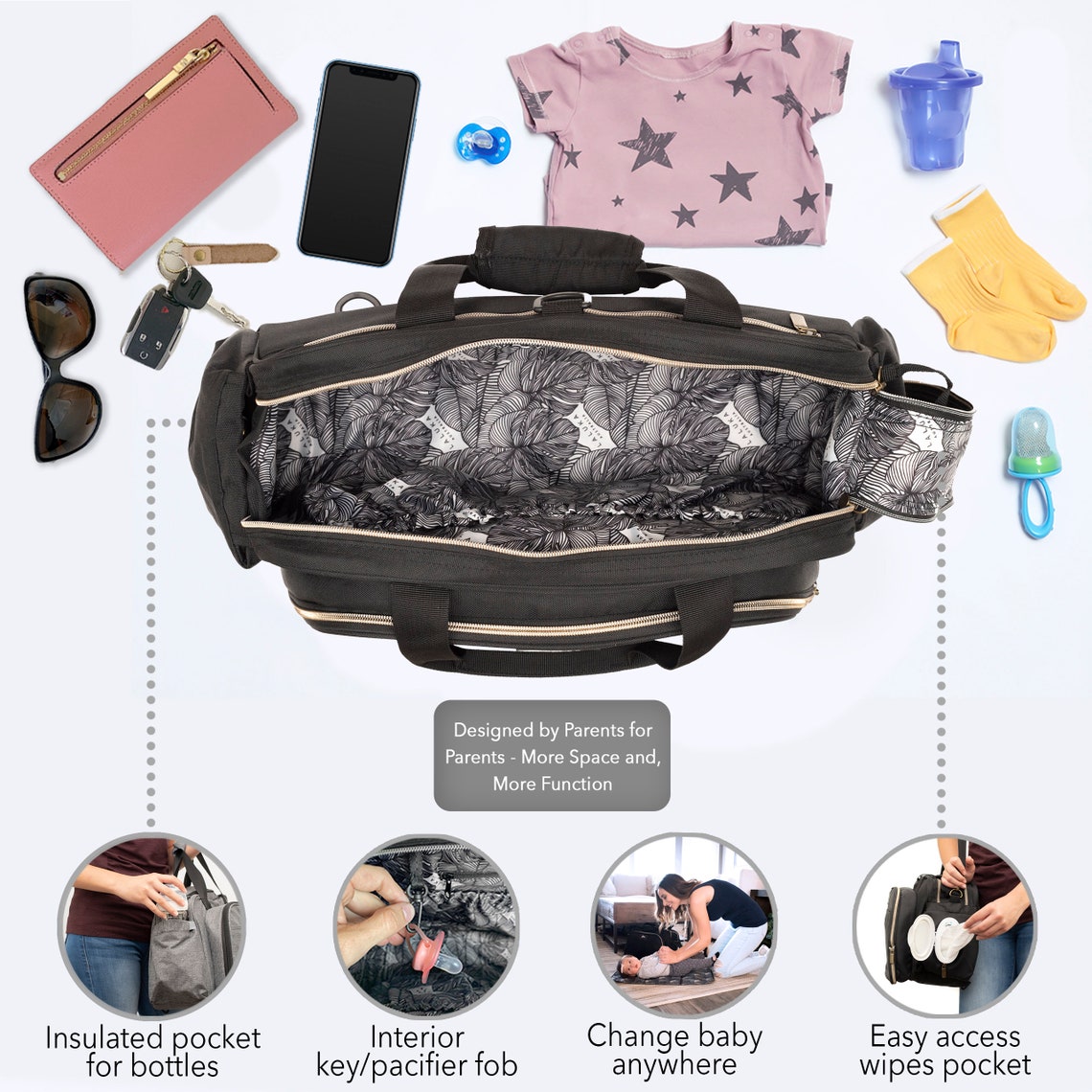 Laluka Diaper Bag with Portable Travel Gray Etsy